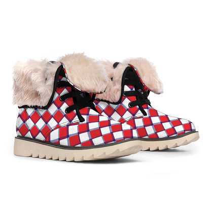 Fourth of July American Plaid Print Winter Boots