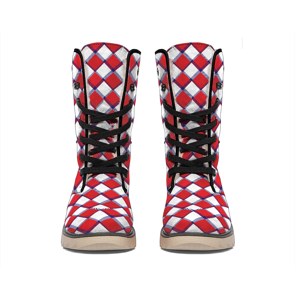 Fourth of July American Plaid Print Winter Boots