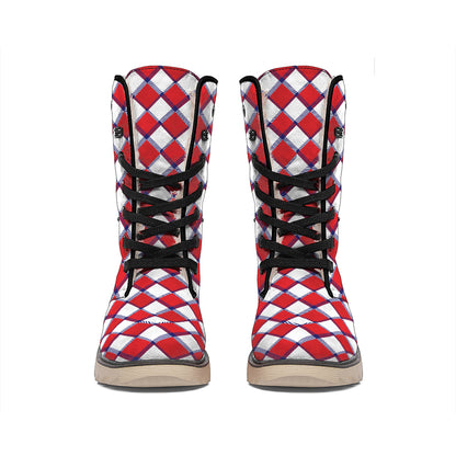 Fourth of July American Plaid Print Winter Boots