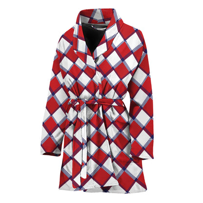 Fourth of July American Plaid Print Women's Bathrobe