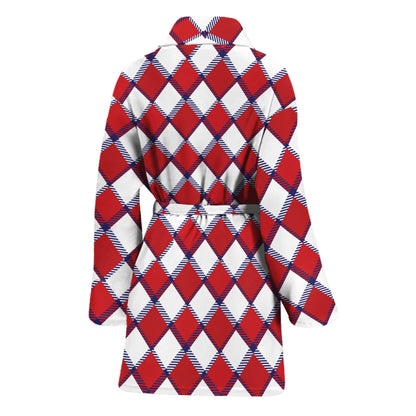 Fourth of July American Plaid Print Women's Bathrobe