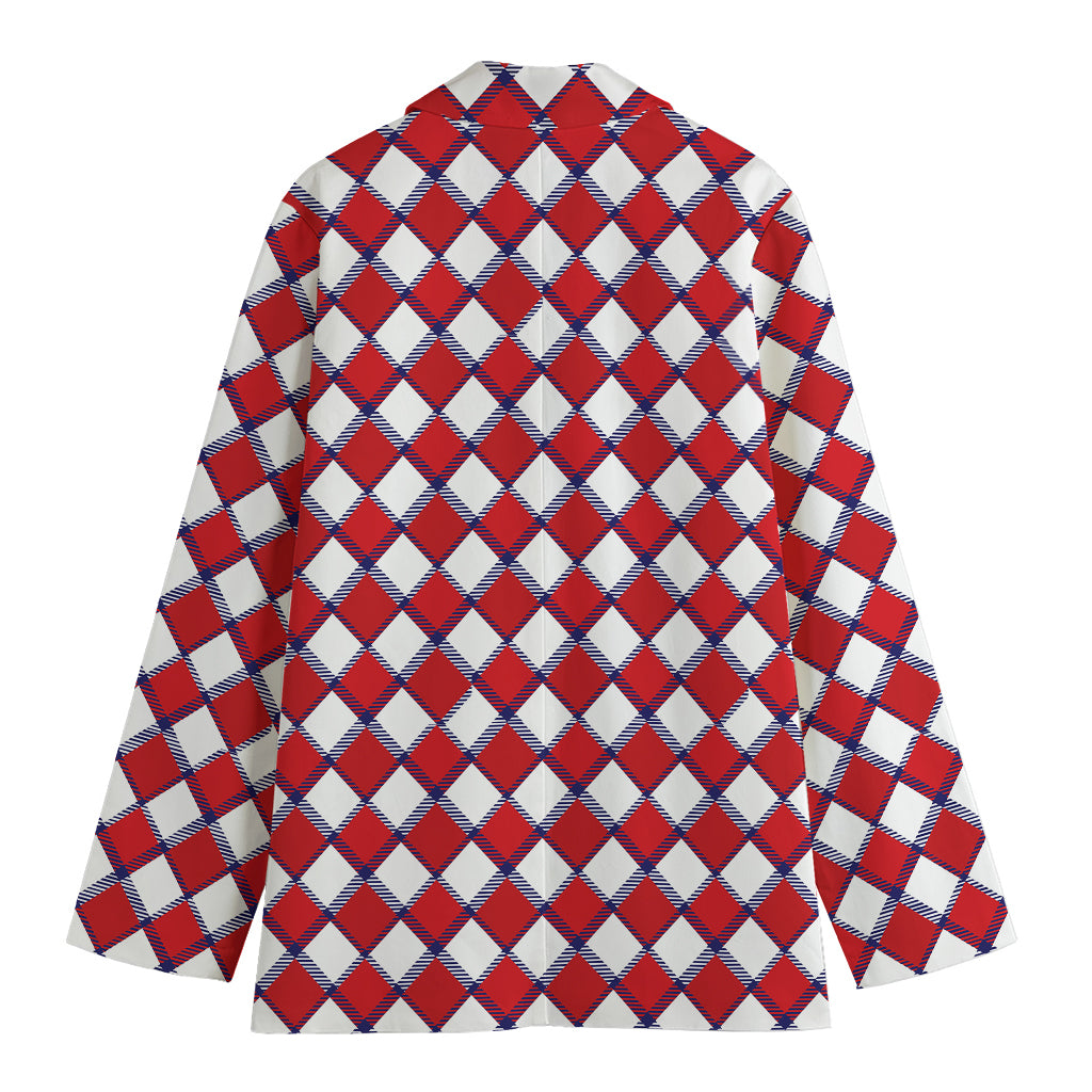 Fourth of July American Plaid Print Women's Blazer