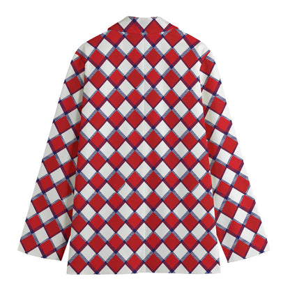 Fourth of July American Plaid Print Women's Blazer