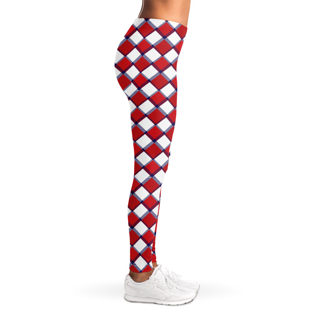 Fourth of July American Plaid Print Women's Leggings