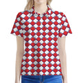 Fourth of July American Plaid Print Women's Polo Shirt