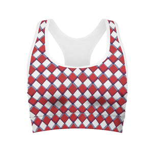 Fourth of July American Plaid Print Women's Sports Bra