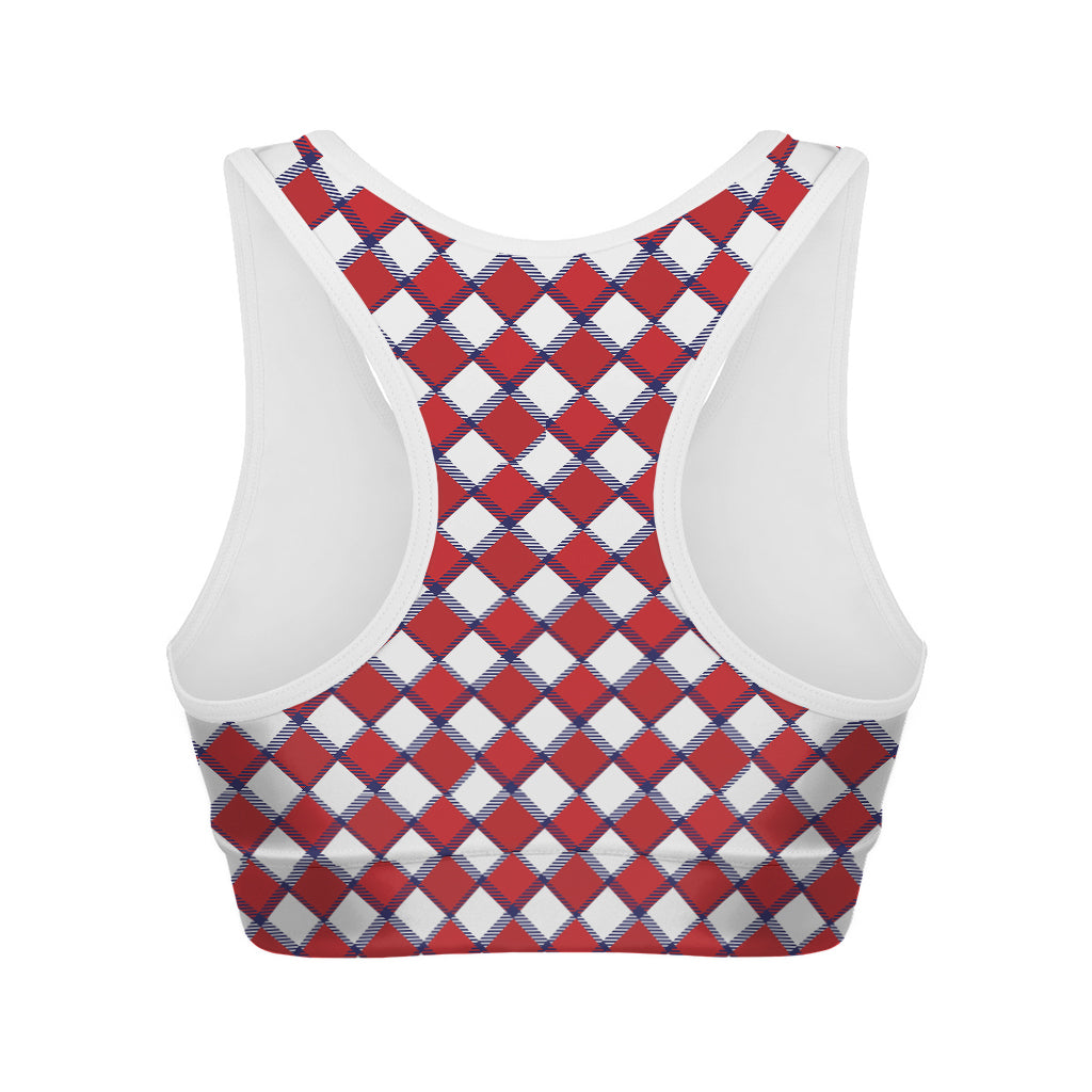 Fourth of July American Plaid Print Women's Sports Bra