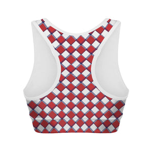 Fourth of July American Plaid Print Women's Sports Bra