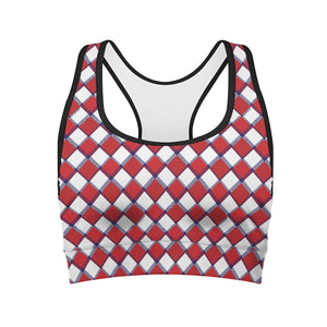 Fourth of July American Plaid Print Women's Sports Bra