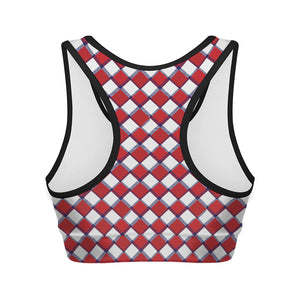 Fourth of July American Plaid Print Women's Sports Bra