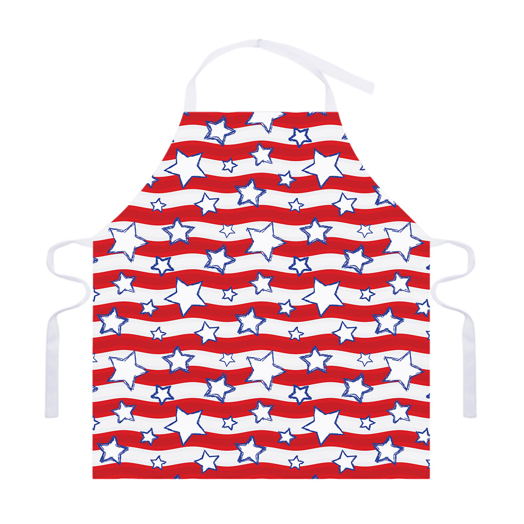 Fourth of July USA Star Pattern Print Adjustable Apron