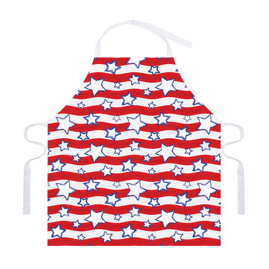 Fourth of July USA Star Pattern Print Adjustable Apron