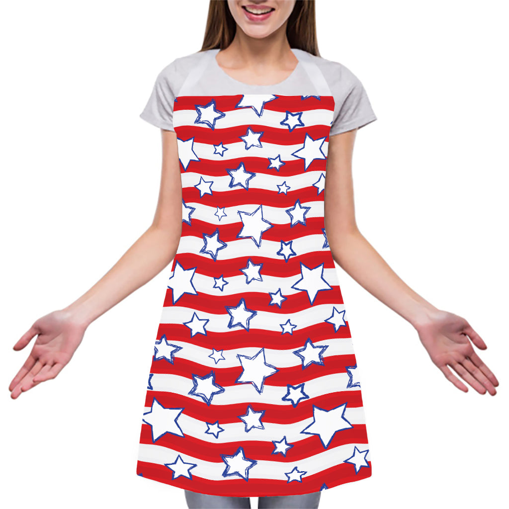 Fourth of July USA Star Pattern Print Adjustable Apron