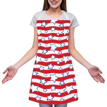 Fourth of July USA Star Pattern Print Adjustable Apron