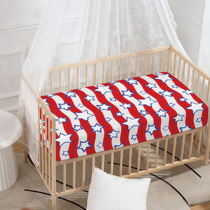 Fourth of July USA Star Pattern Print Baby Crib Sheet
