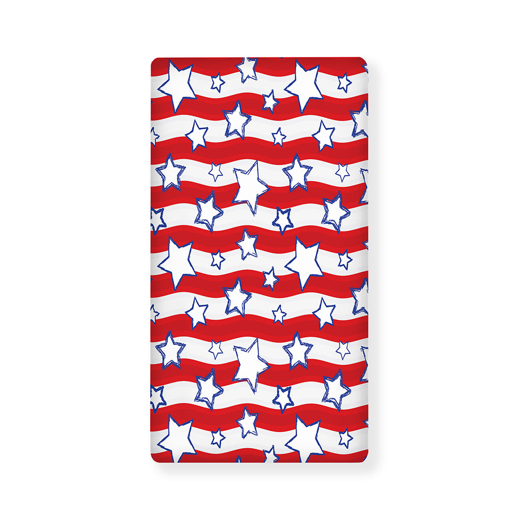 Fourth of July USA Star Pattern Print Baby Crib Sheet