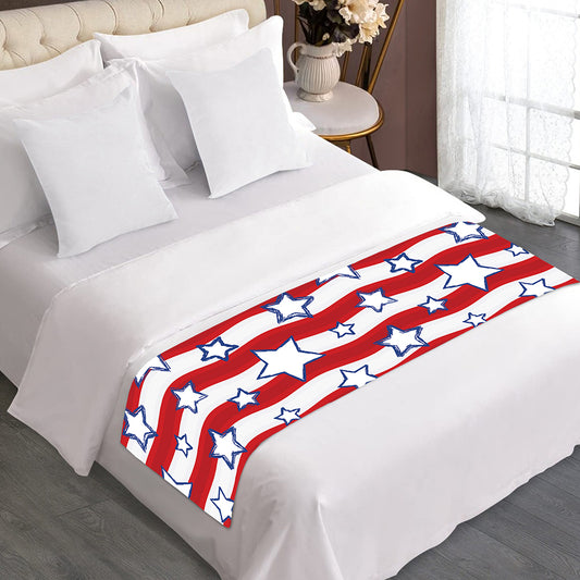 Fourth of July USA Star Pattern Print Bed Runner