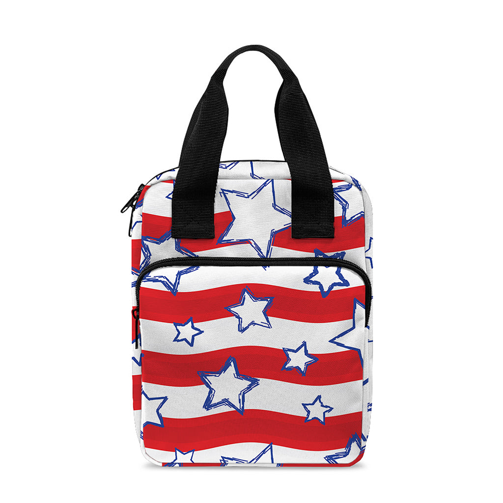 Fourth of July USA Star Pattern Print Bible Tote Bag