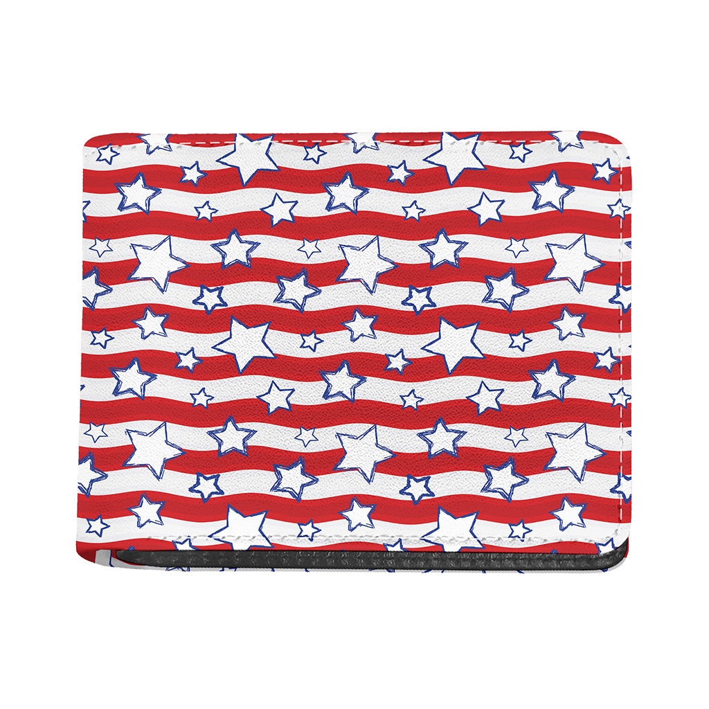 Fourth of July USA Star Pattern Print Bifold Wallet