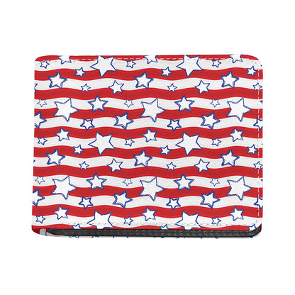Fourth of July USA Star Pattern Print Bifold Wallet