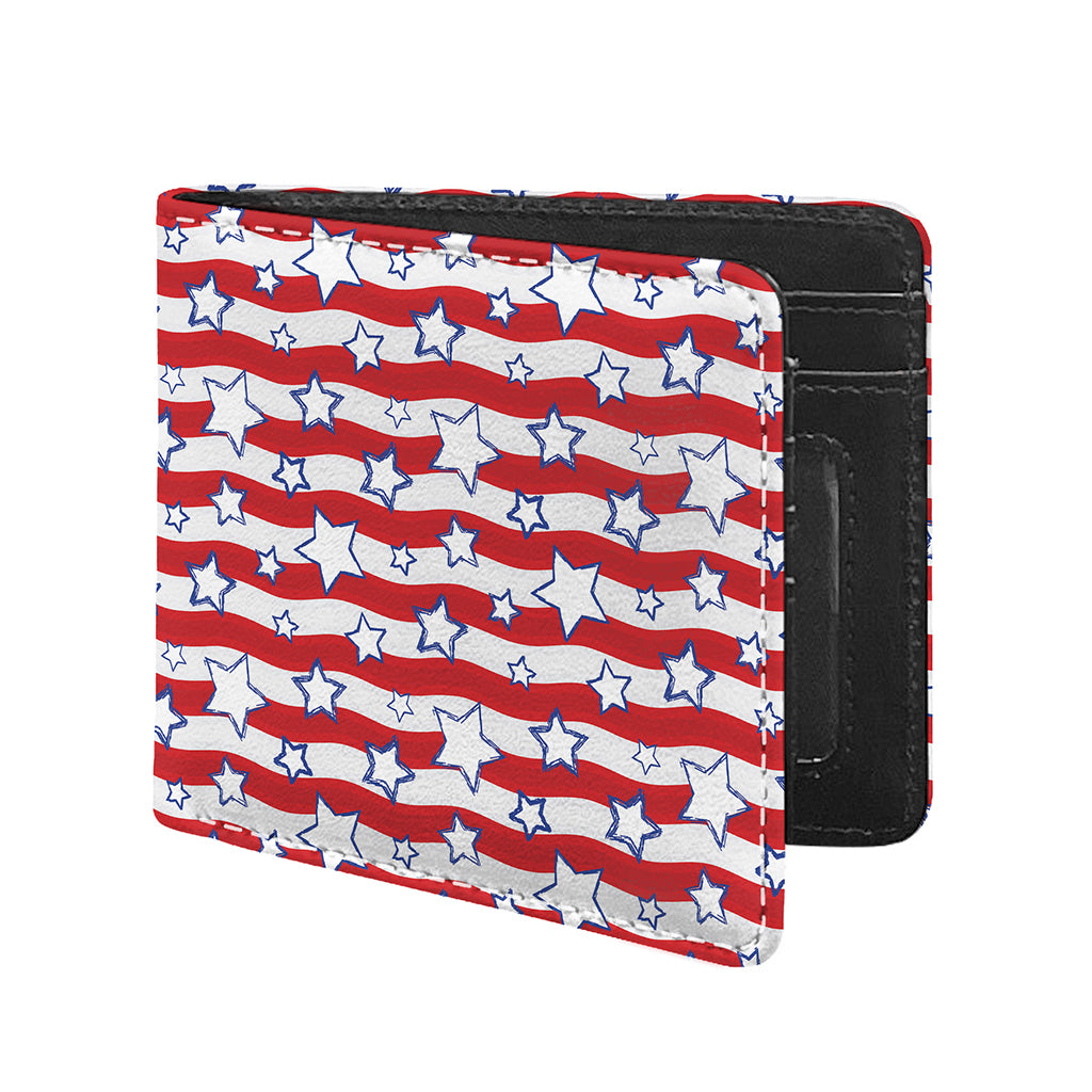 Fourth of July USA Star Pattern Print Bifold Wallet