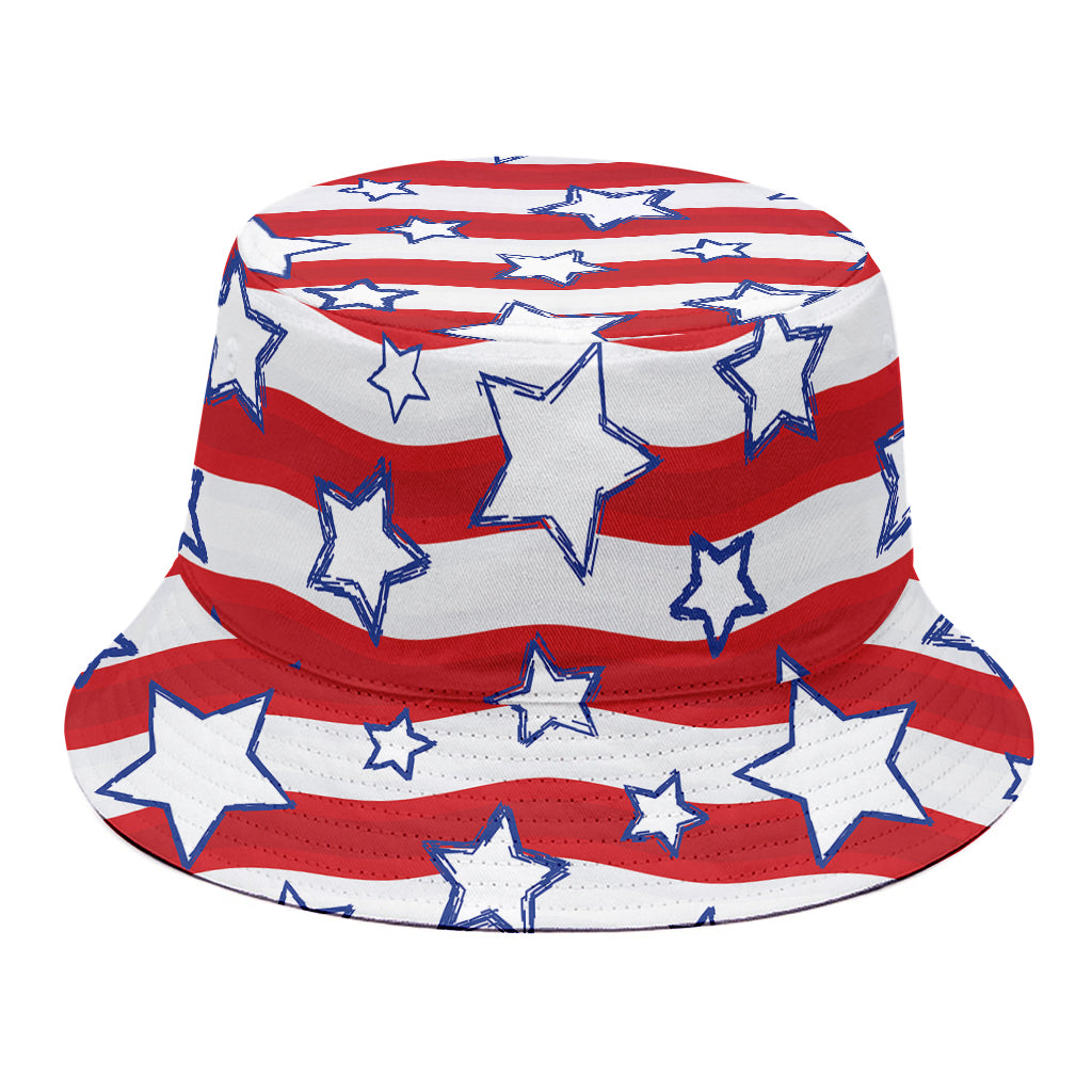 Fourth of July USA Star Pattern Print Bucket Hat
