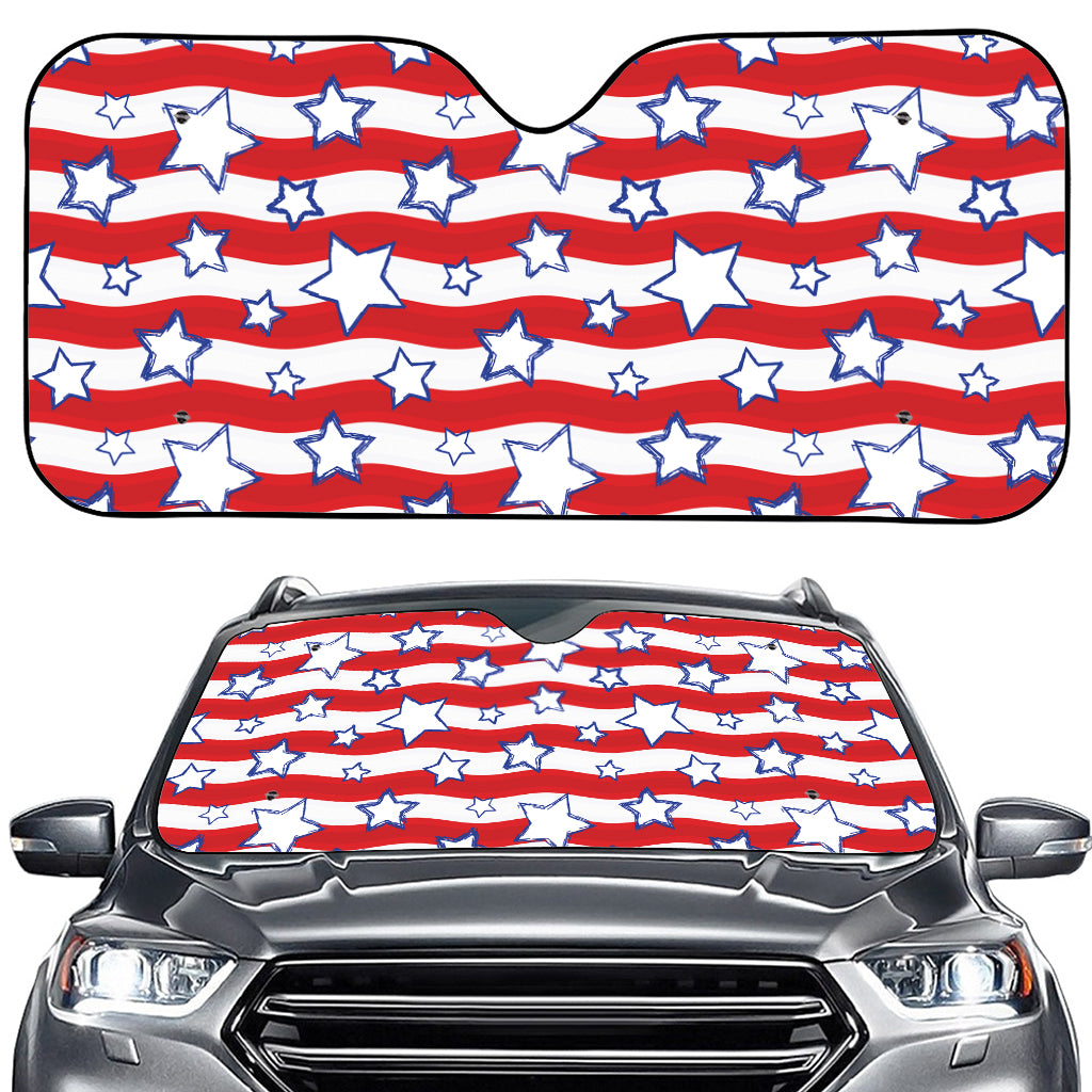 Fourth of July USA Star Pattern Print Car Windshield Sun Shade