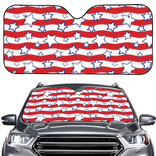 Fourth of July USA Star Pattern Print Car Windshield Sun Shade