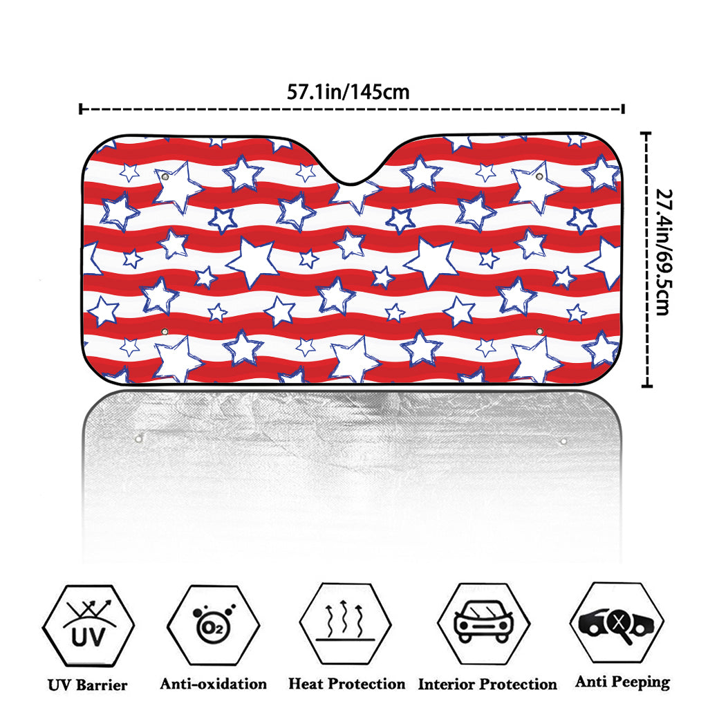 Fourth of July USA Star Pattern Print Car Windshield Sun Shade
