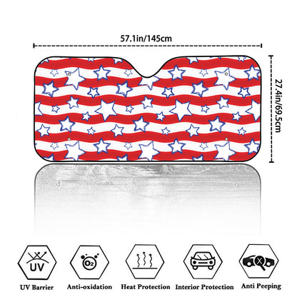 Fourth of July USA Star Pattern Print Car Windshield Sun Shade