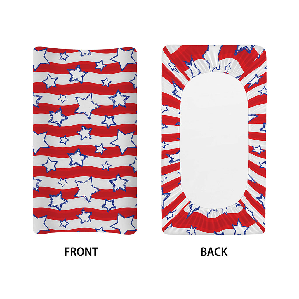Fourth of July USA Star Pattern Print Changing Pad Cover