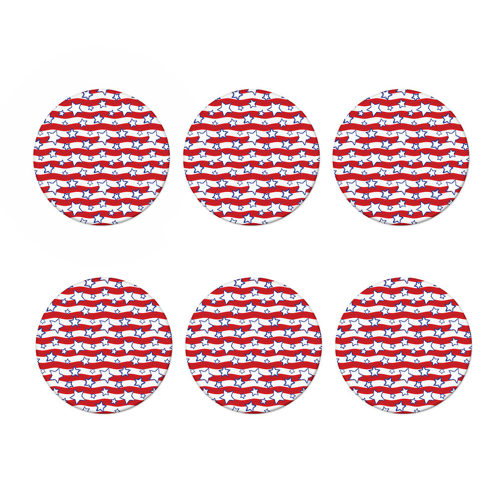 Fourth of July USA Star Pattern Print Coaster Set