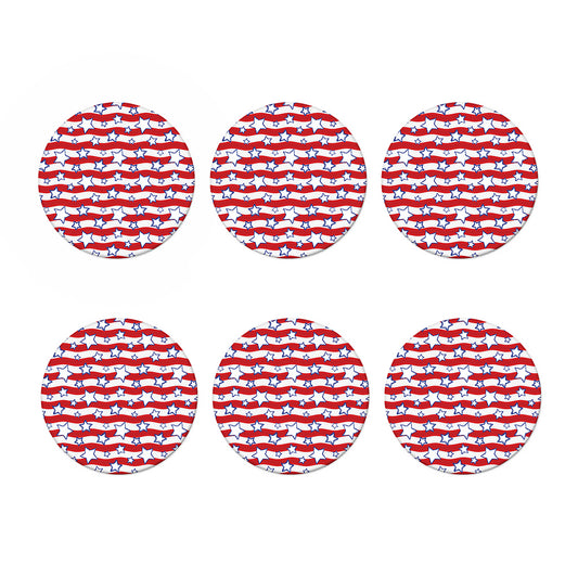 Fourth of July USA Star Pattern Print Coaster Set