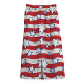 Fourth of July USA Star Pattern Print Cotton Front Slit Maxi Skirt