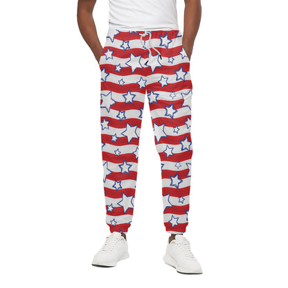 Fourth of July USA Star Pattern Print Cotton Pants