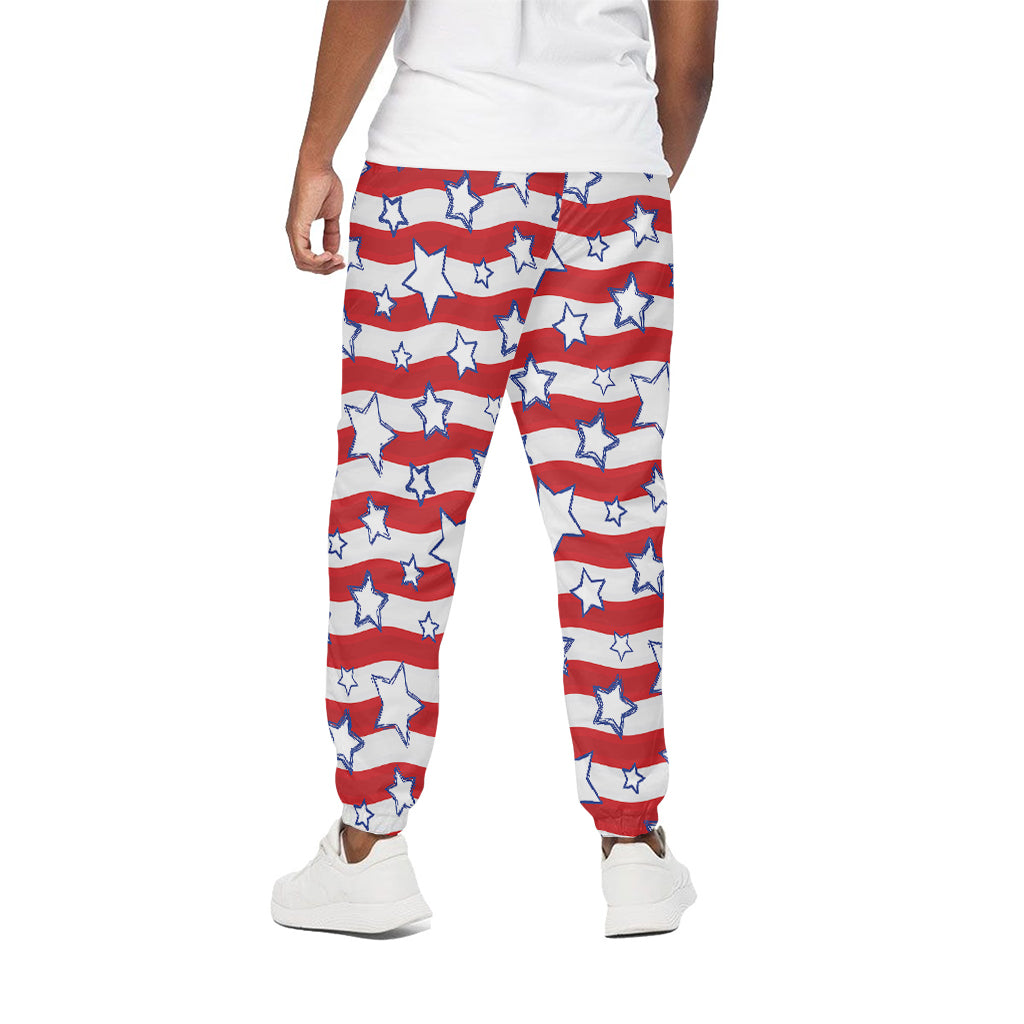 Fourth of July USA Star Pattern Print Cotton Pants