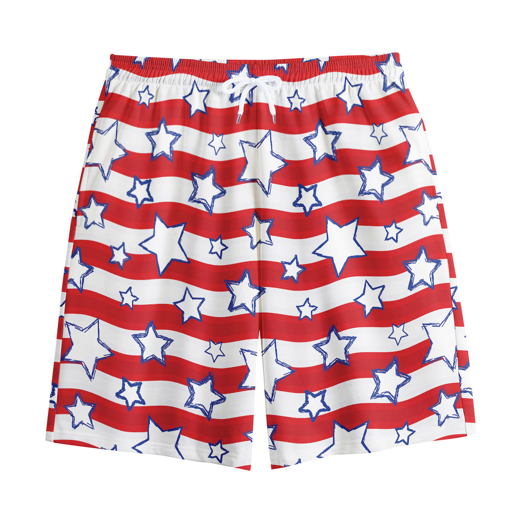 Fourth of July USA Star Pattern Print Cotton Shorts