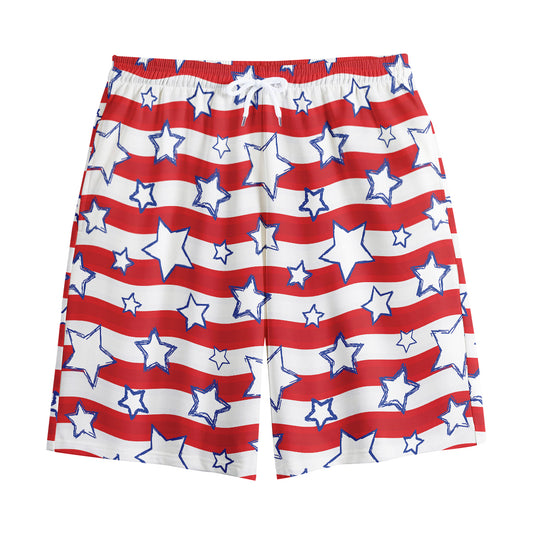 Fourth of July USA Star Pattern Print Cotton Shorts