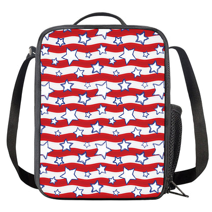 Fourth of July USA Star Pattern Print Crossbody Lunch Bag