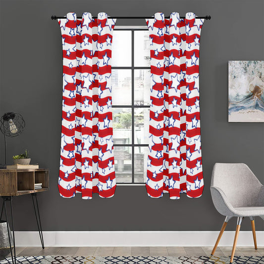 Fourth of July USA Star Pattern Print Curtain