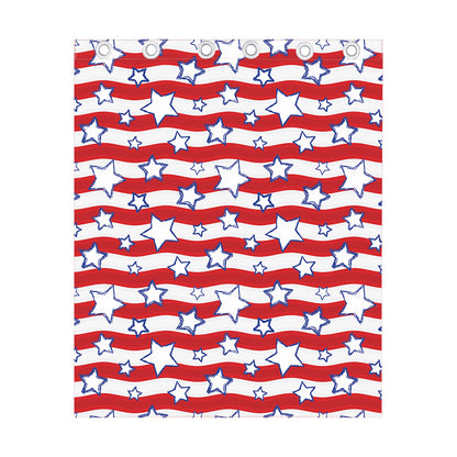 Fourth of July USA Star Pattern Print Curtain