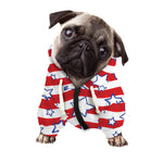 Fourth of July USA Star Pattern Print Dog Zip Up Hoodie