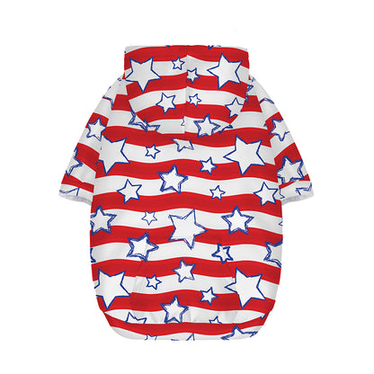Fourth of July USA Star Pattern Print Dog Zip Up Hoodie