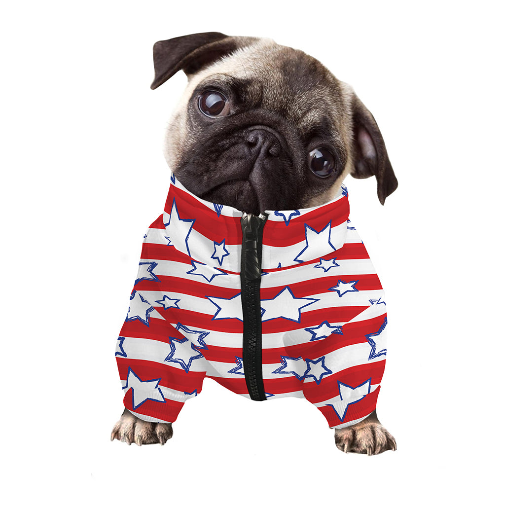 Fourth of July USA Star Pattern Print Dog Zip Up Jacket