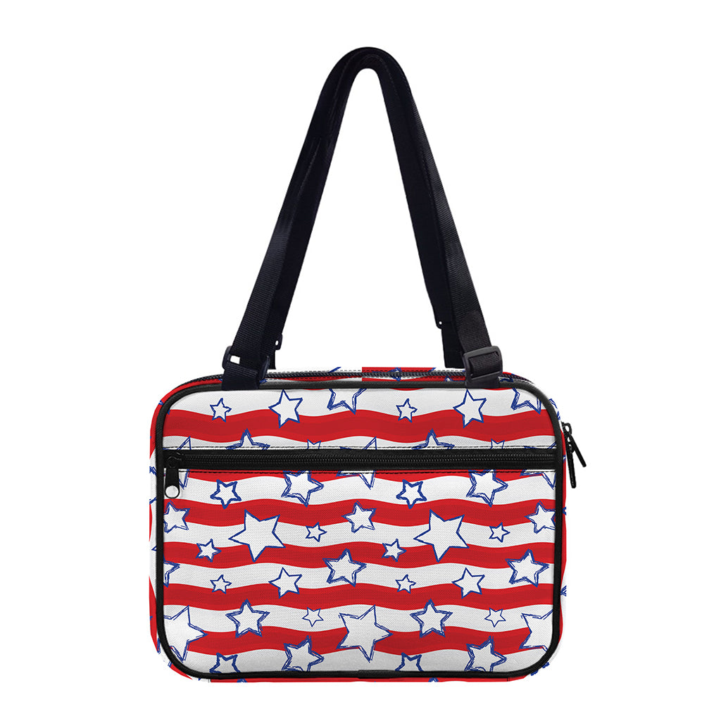 Fourth of July USA Star Pattern Print Double Strap Bible Bag