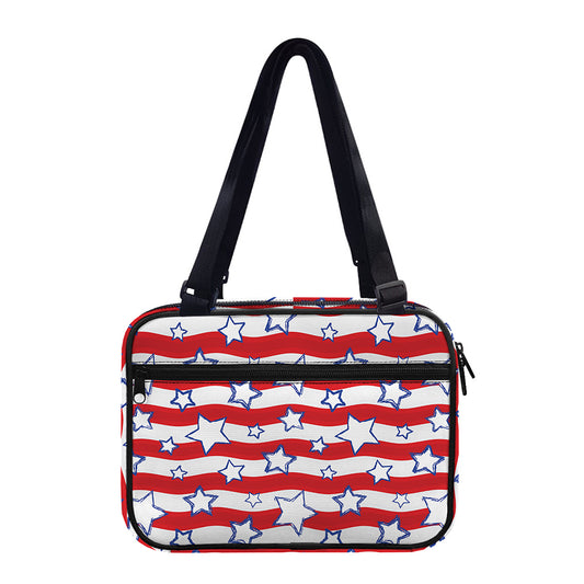 Fourth of July USA Star Pattern Print Double Strap Bible Bag