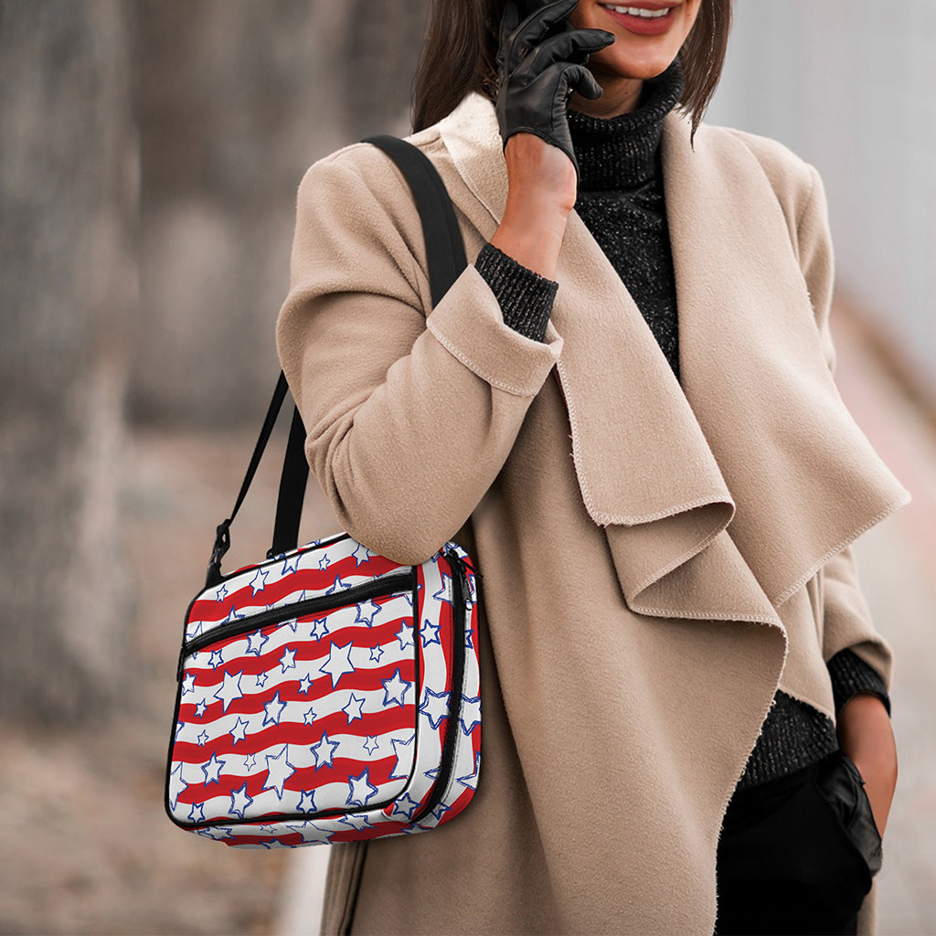Fourth of July USA Star Pattern Print Double Strap Bible Bag