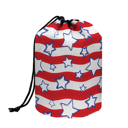 Fourth of July USA Star Pattern Print Drawstring Makeup Bag