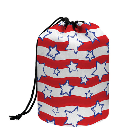Fourth of July USA Star Pattern Print Drawstring Makeup Bag