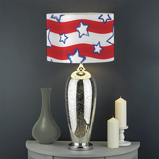 Fourth of July USA Star Pattern Print Drum Lamp Shade